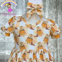 Size 4T Winnie the Pumpkin Pooh Dress, Bow and 18” Doll Dress
