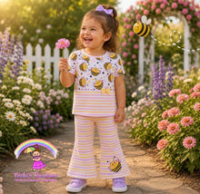 Size 3T  Original Hand Drawn Bee on organic cotton spandex set