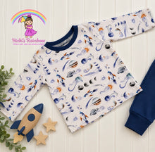 Nicki's Rainbow Organic Outer Space Knit Top and Pants Baby Set