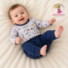 Nicki's Rainbow Organic Outer Space Knit Top and Pants Baby Set
