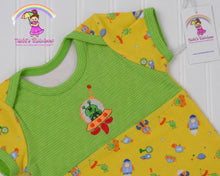 Size 12/18 months embroidered space ship short set