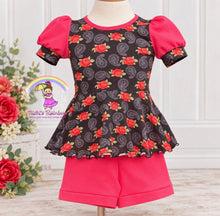 Size 3T Roses, Paisley Peplum Short Set