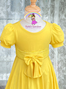 Size 3T Yellow Bamboo Spandex Knit Twirl Dress
