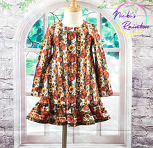 Size 3T Pumpkin Floral Striped Sunflower Pumpkin Knit Dress
