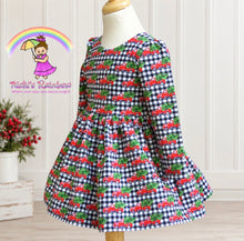 Size 3T Red Truck Green Evergreen Christmas Tree Cotton Spandex Dress