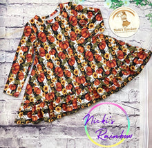 Size 3T Pumpkin Floral Striped Sunflower Pumpkin Knit Dress