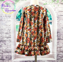 Size 3T Pumpkin Floral Striped Sunflower Pumpkin Knit Dress