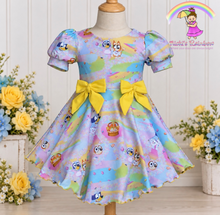 Size3T Boutique Handmade Blue guy and Bingo Egg Hunt Dress