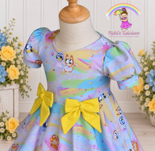 Size3T Boutique Handmade Blue guy and Bingo Egg Hunt Dress