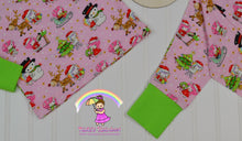 Size 3T snowman on pink organic cotton spandex set