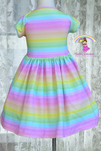 Size 6 Pastel Striped Rainbow Knit Dress